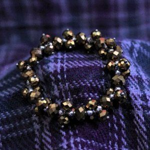 Bronze Faceted Glass Beaded Stretch Bracelet